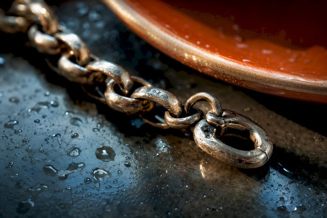 Cropped jewelry clasp with visible tarnish