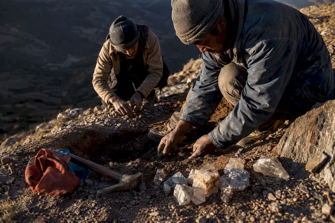 Small-scale miners extracting rough crystals responsibly