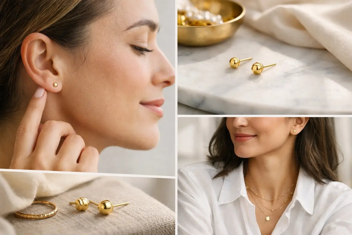 Everyday Gold Stud Earrings, Styled to Last