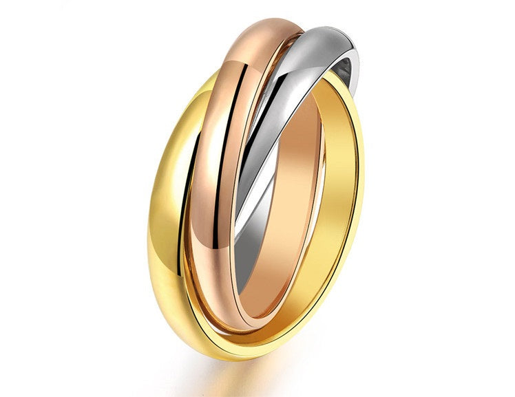 Multi Tone Trinity Interlinked Ring