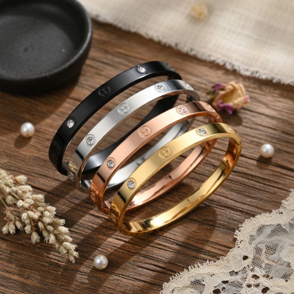 Screw Cross Love Bracelet With Crystals