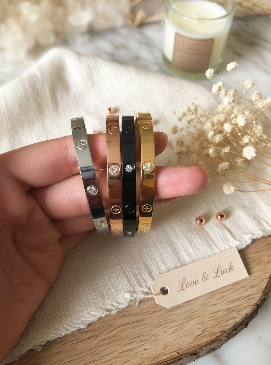 Screw Cross Love Bracelet With Crystals