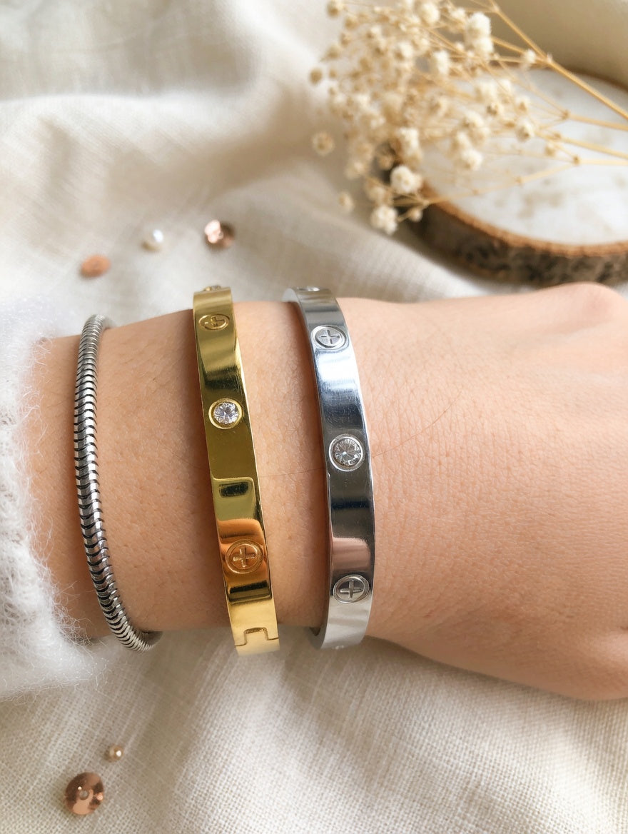 Screw Cross Love Bracelet With Crystals