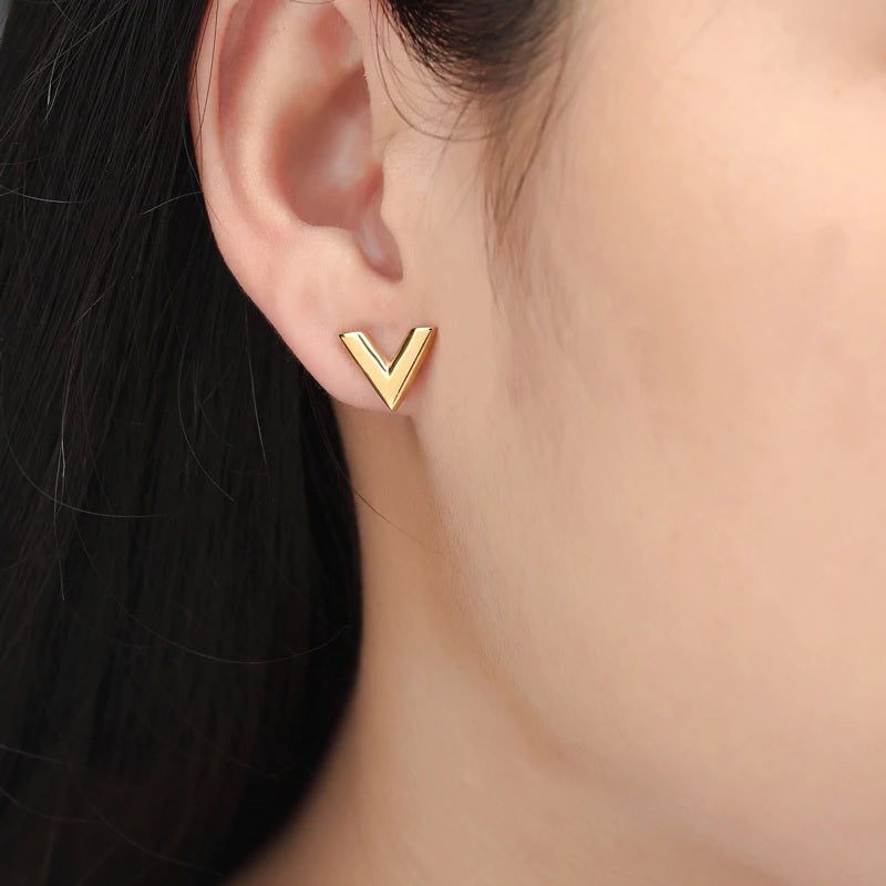 Gold-V-Shape-Essential-LV-Louis-Vuitton-Earrings