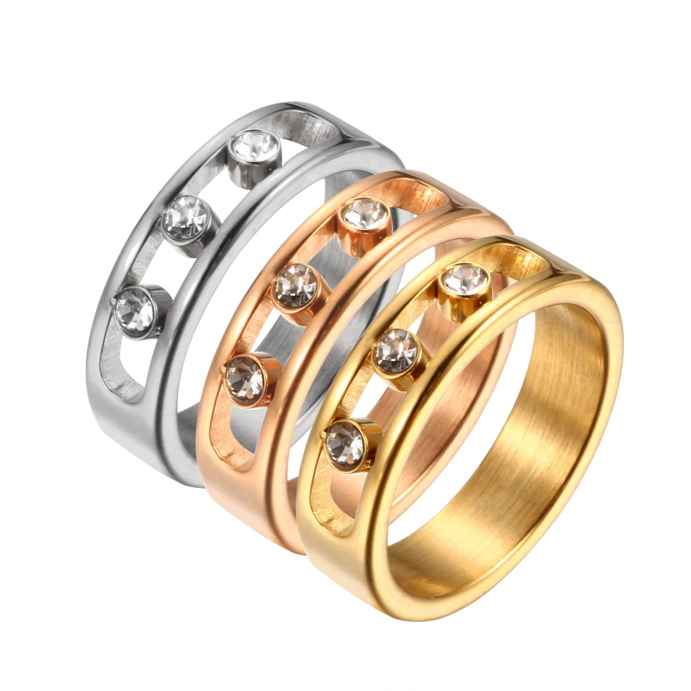 Triple Crystal Classique Ring – Three Row Sparkling Crystal Band