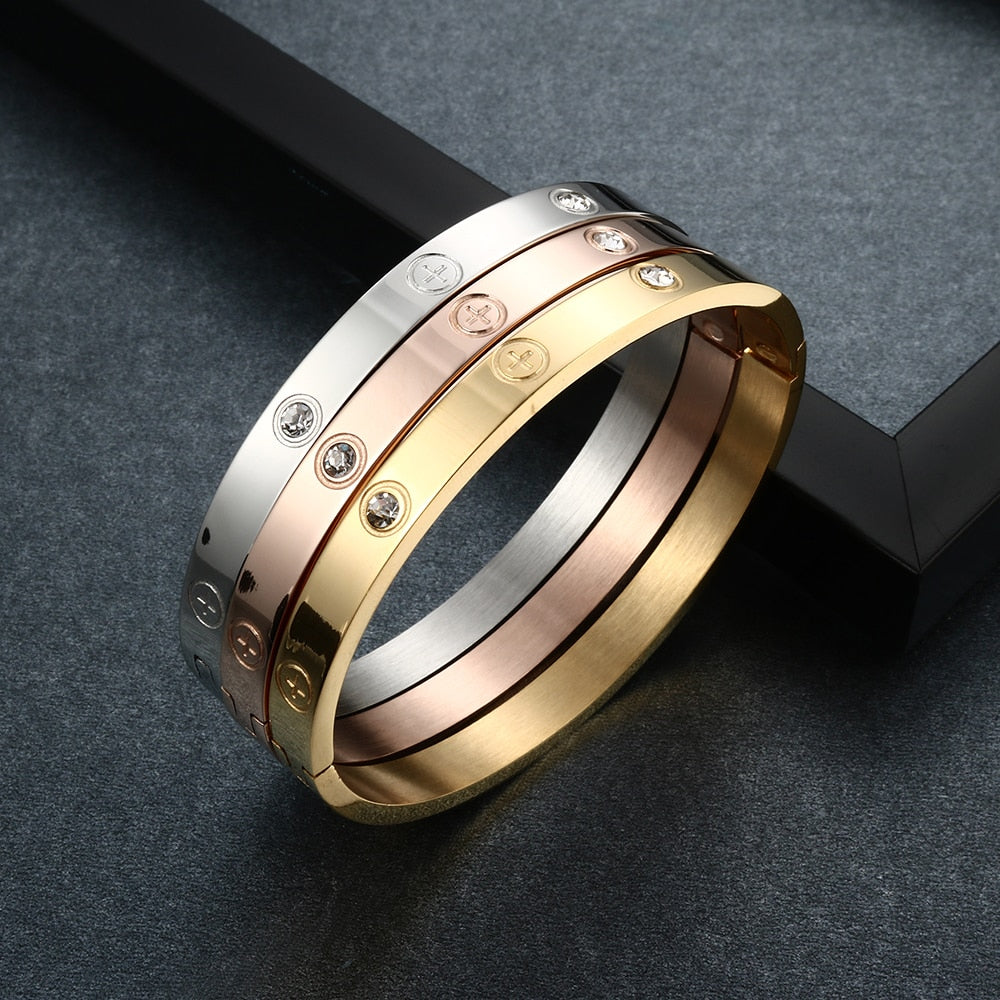 gold-silver-rose-Crystal-Screw-Cross-Love-Bracelet-Bangle-Inspired-by-cartier-dupe-Eternity