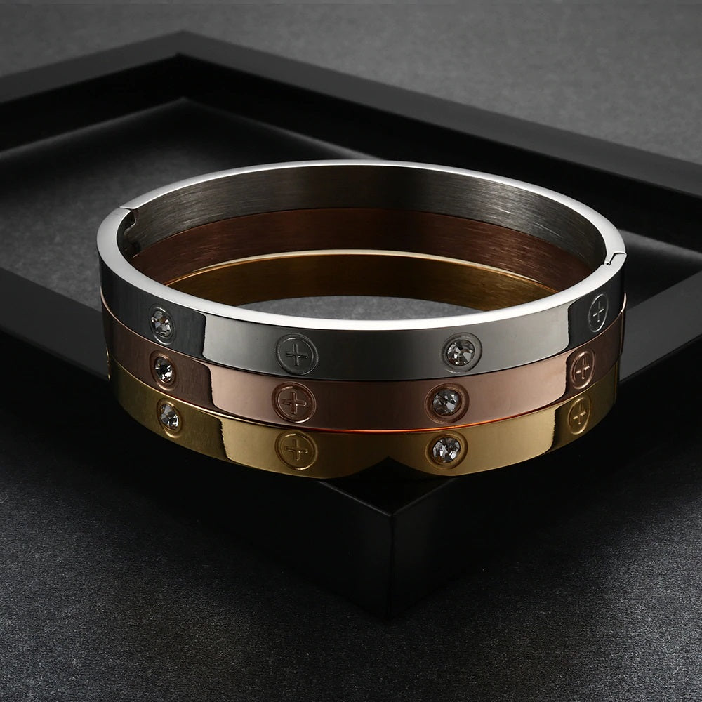 gold-silver-rose-Crystal-Screw-Cross-Love-Bracelet-Bangle-Inspired-by-cartier-dupe-Eternity