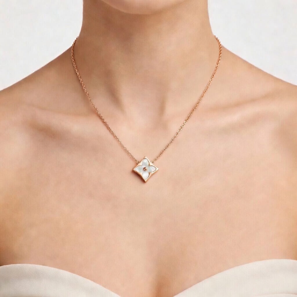 14K Gold Plated Essential Flowergram Necklace Pendant – Luxury Floral Tag