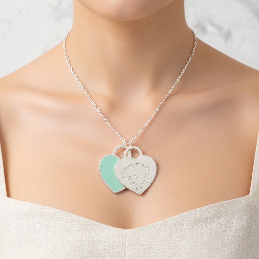 Silver Forever Love Heart Tag Necklace – Return to New York Pendant