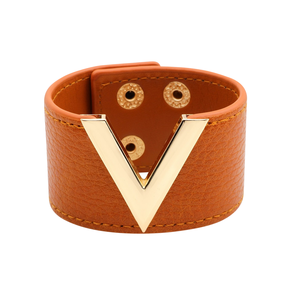 V-Leather-Bracelet-LV-Louis-Vuitton-Replica-Inspired-Vegan-Caramel-Brown-Tan