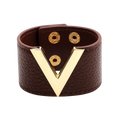 Dark-Brown-V-Leather-Bracelet-LV-Louis-Vuitton-Replica-Inspired-Vegan