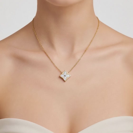 14K Gold Plated Essential Flowergram Necklace Pendant – Luxury Floral Tag